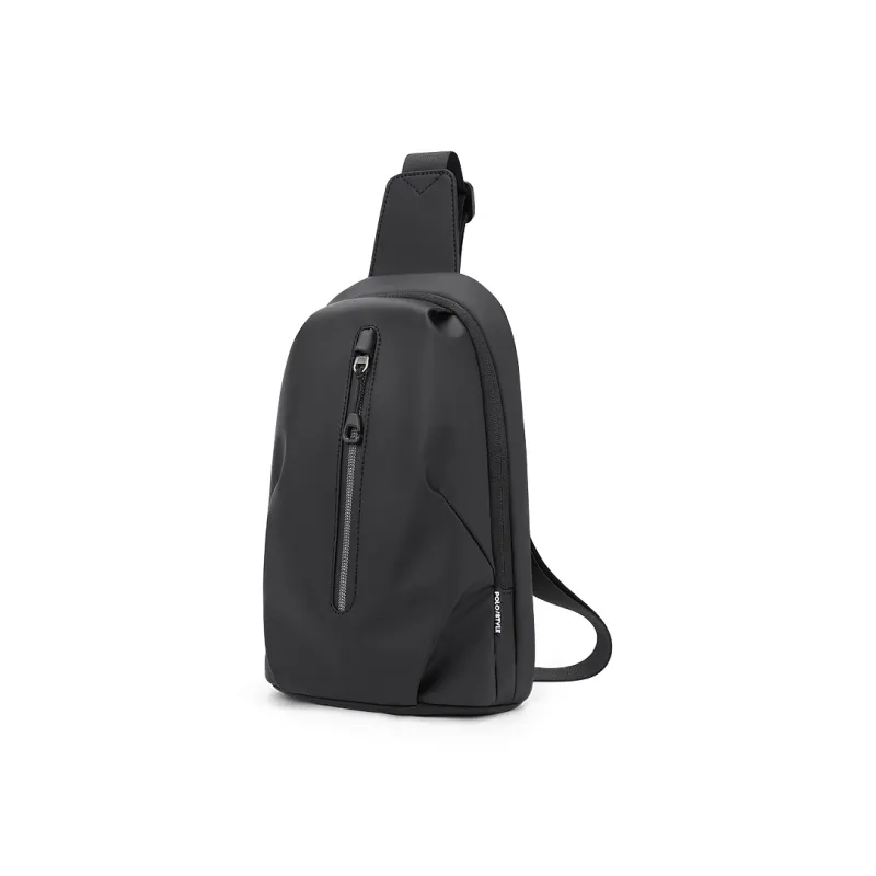POLO Fabric Crossbody Bag Men's Sling Bag Fanny Pack Medium Size Men's Black-0