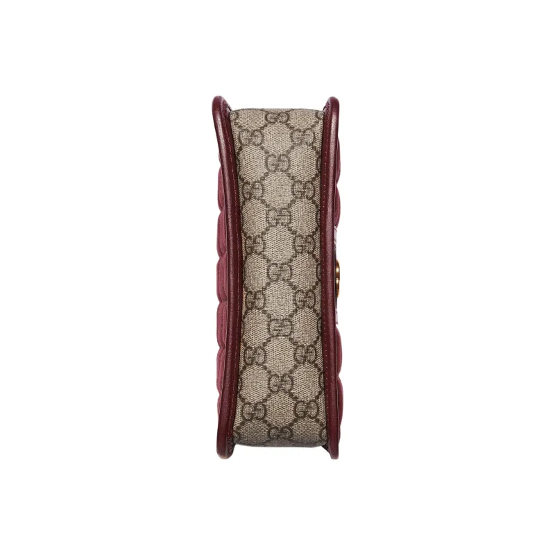 GUCCI Canvas With Leather Crossbody Bag, Shoulder Bag Men's Burgundy-5