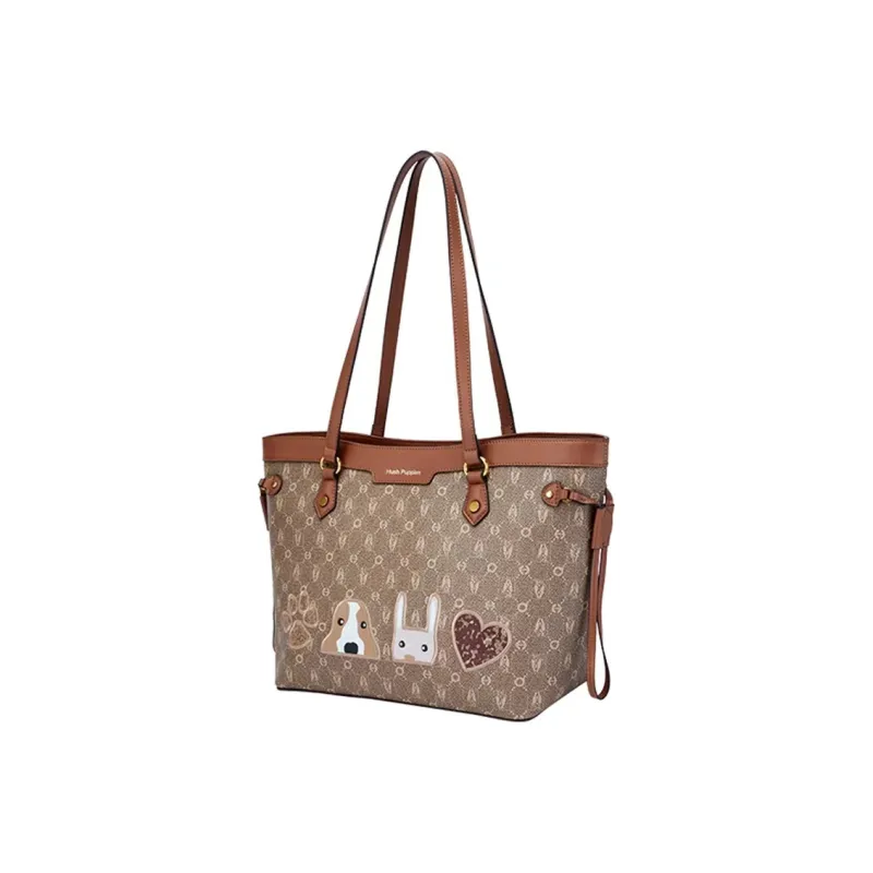 Hush Puppies Synthetic Leather Tote Bag, Shopping Bag, Handbag, Shoulder Bag Medium Size Women's Khaki-1