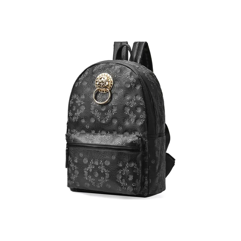 CHUSAN Nylon Fabric With PVC Backpack Unisex Black-1
