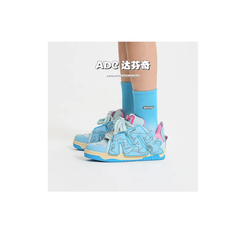 ADCDAVINCI Wheat Whirlwind Series ADCDAVINCI Skateboard Shoes Unisex Blue Pink-4