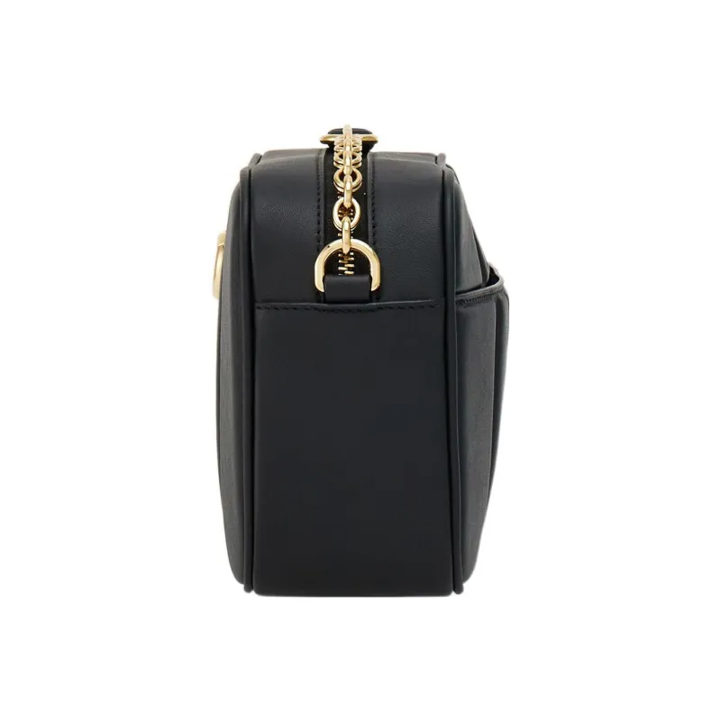 FERRAGAMO Cow Leather Camera Bag Shoulder Bag Crossbody Bag Medium Size Women's Black-1