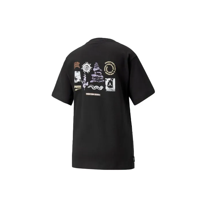 PUMA DOWNTOWN Drop Shoulder Sleeve T Shirt Women's Black-1