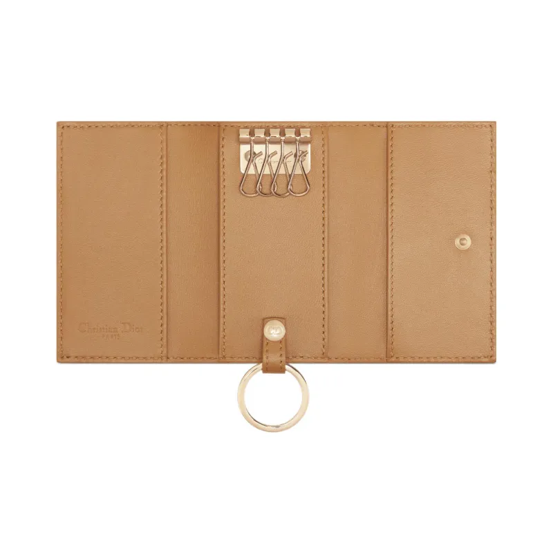 DIOR Lady Dior Lambskin Key Pouch Women's Brown-3
