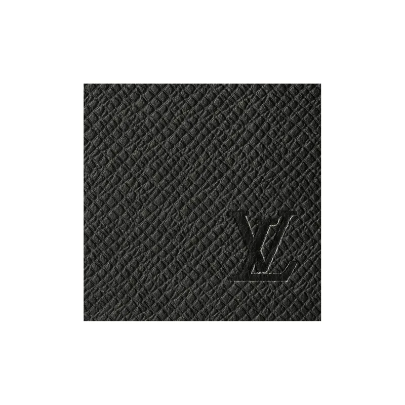 LOUIS VUITTON Cow Leather Wallet Men's Black-4