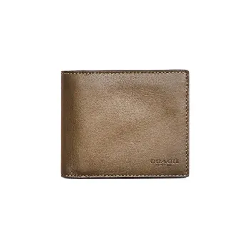 COACH 3 IN 1 Wallet Leather Coin Purses Wallets Men's Army Green