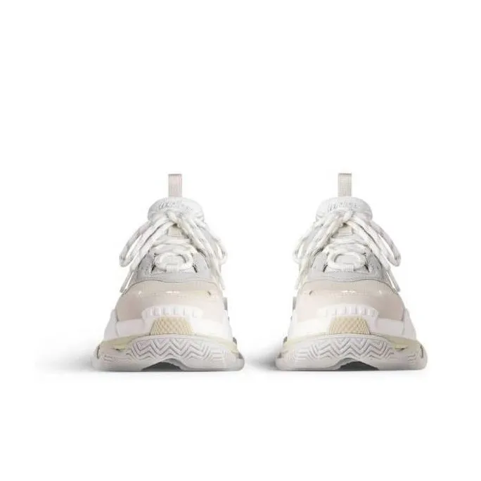 Balenciaga Triple S Wear Resistant Low Top Chunky Sneakers Women's White Gray-3