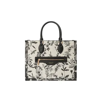 VANESSA HOGAN Monogram Fabric Tote Bag Shopping Bag Handbag Shoulder Bag Women's Black