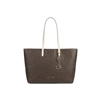 CALVIN KLEIN Polyurethane Tote Bag Shopping Bag Shoulder Bag Handbag Regular Women's Brown