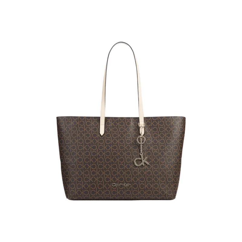 CALVIN KLEIN Polyurethane Tote Bag Shopping Bag Shoulder Bag Handbag Regular Women's Brown-0