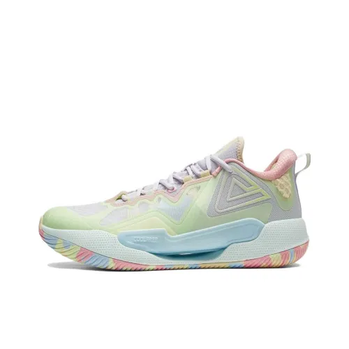 PEAK Breeze Cushioning Wear Resistant Rebound Low Top Performance Basketball Shoes Men's Verdant Green Light Blue