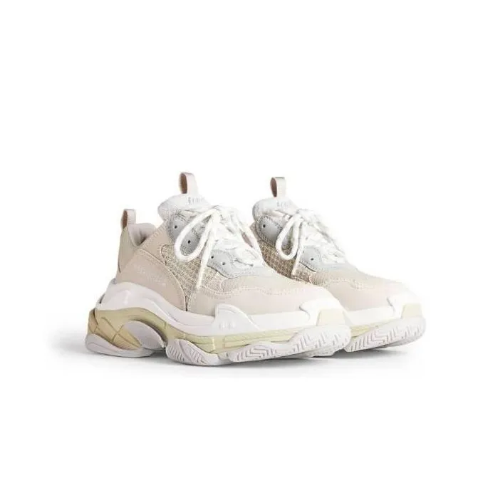 Balenciaga Triple S Wear Resistant Low Top Chunky Sneakers Women's White Gray-1