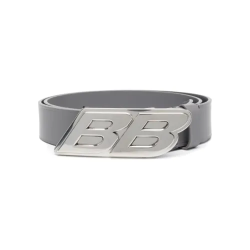 Balenciaga Double B Letter Logo Fashion Versatile Hook Leather Belts Men's Gray Width 3.5cm