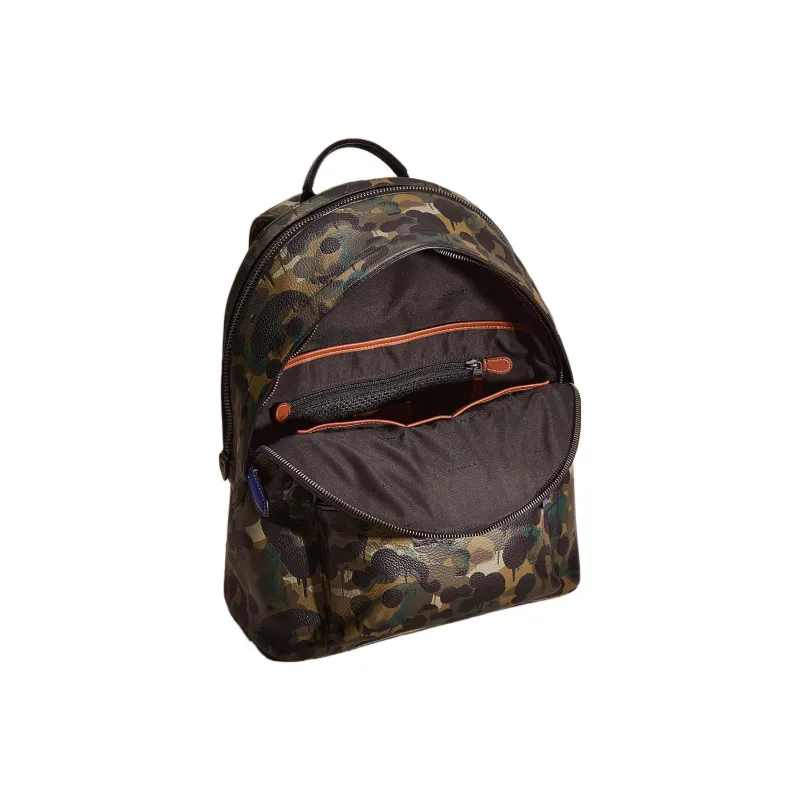 COACH Charter Leather Backpack Large Size Women's Camouflage-1