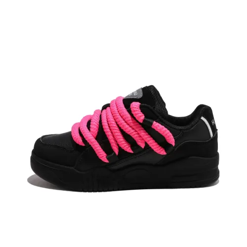 HUANQIU Skateboard Shoes Women's Low-Top Black/Pink