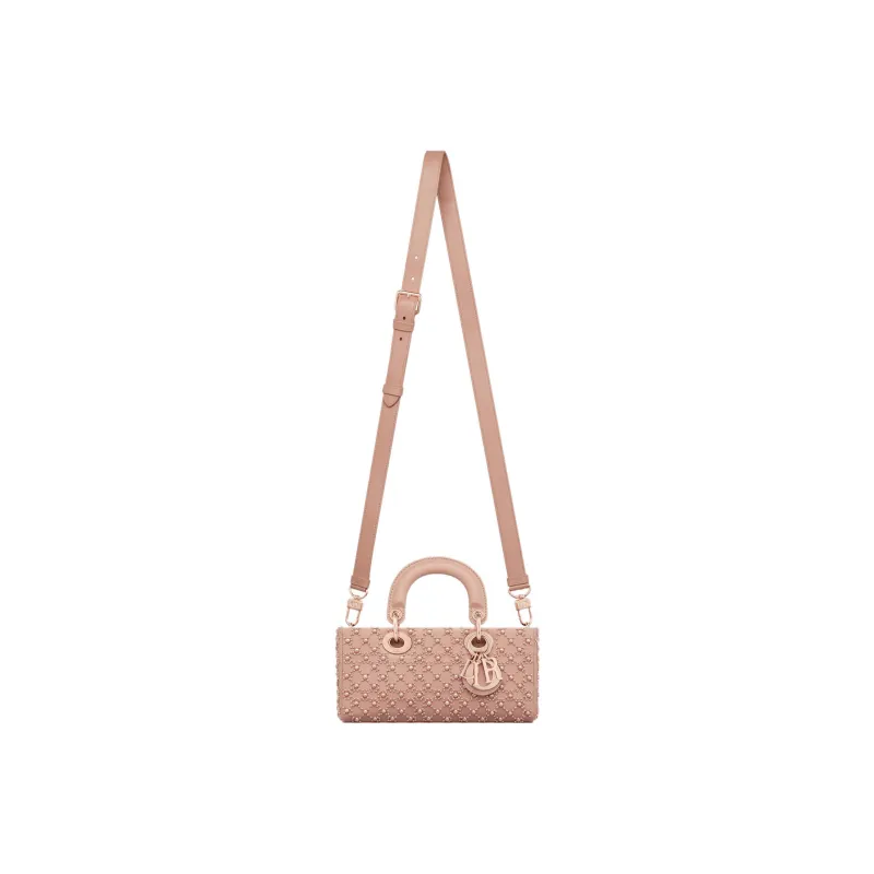 DIOR Lady D-JOY Calfskin With Cannage Embroidery Dior Bag Shoulder Bag Crossbody Bag Handbag Small Size Women's Pink-4