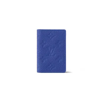 LOUIS VUITTON Cow Leather Wallet Men's Blue