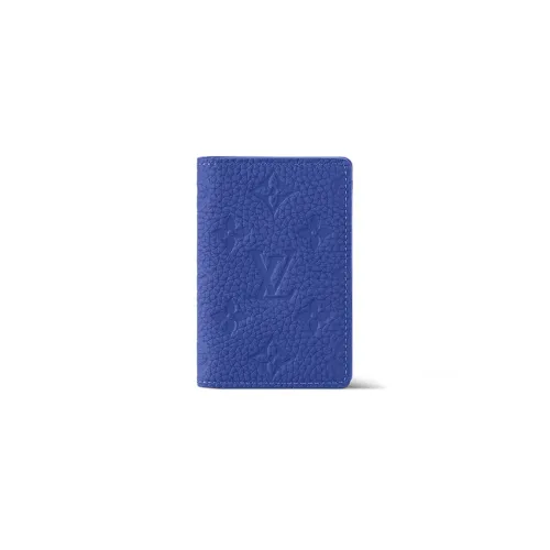 LOUIS VUITTON Cow Leather Wallet Men's Blue