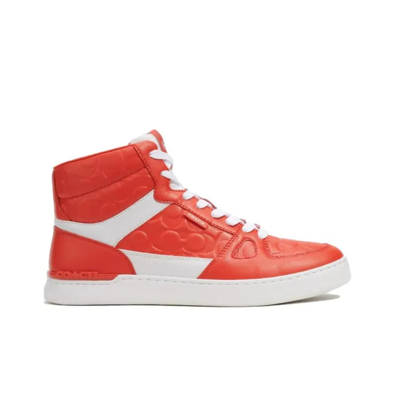 COACH Clip High Top Skateboard Shoes Men's Orange-1