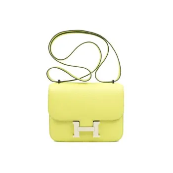 HERMES Constance Mysore Goat Skin Shoulder Bag Crossbody Bag Mini Women's 0Y Limoncello Lemon Yellow