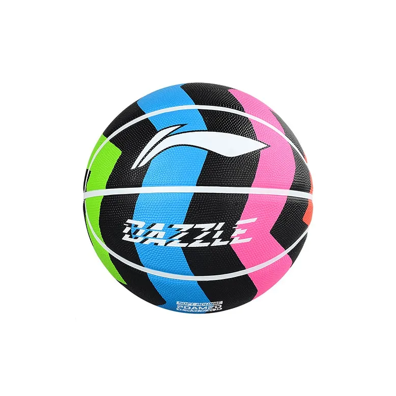 LiNing Rubber Basketball Black Pink Green Blue 5/7 Size Training Unisex-4