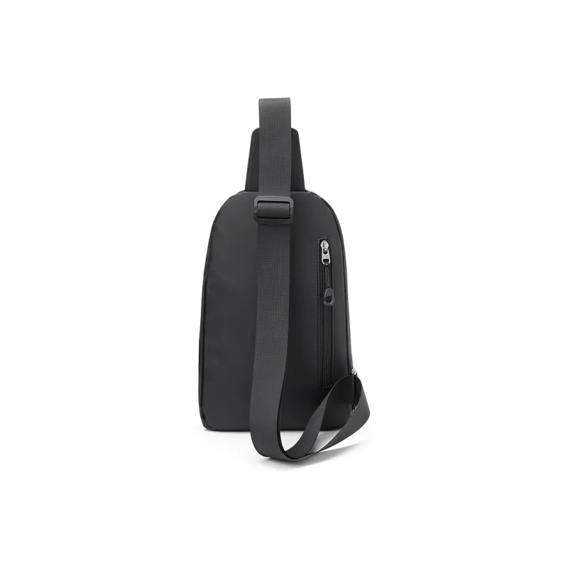 POLO Fabric Crossbody Bag Men's Sling Bag Fanny Pack Medium Size Men's Black-3