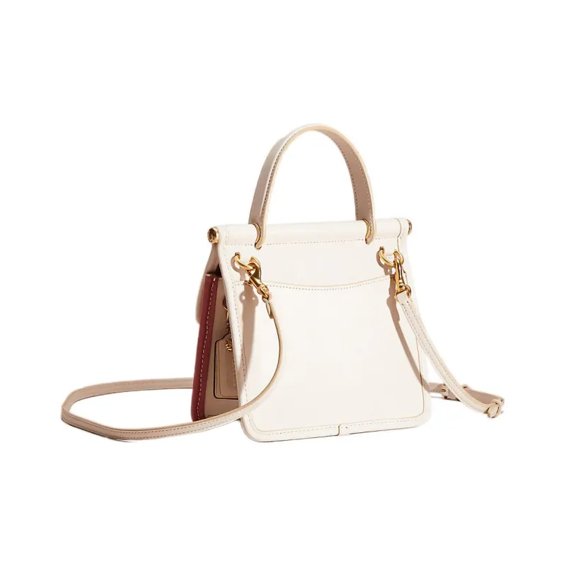 COACH Willis Leather Square Bag Shoulder Bag Crossbody Bag Handbag Small Size Women's White & Blue-1