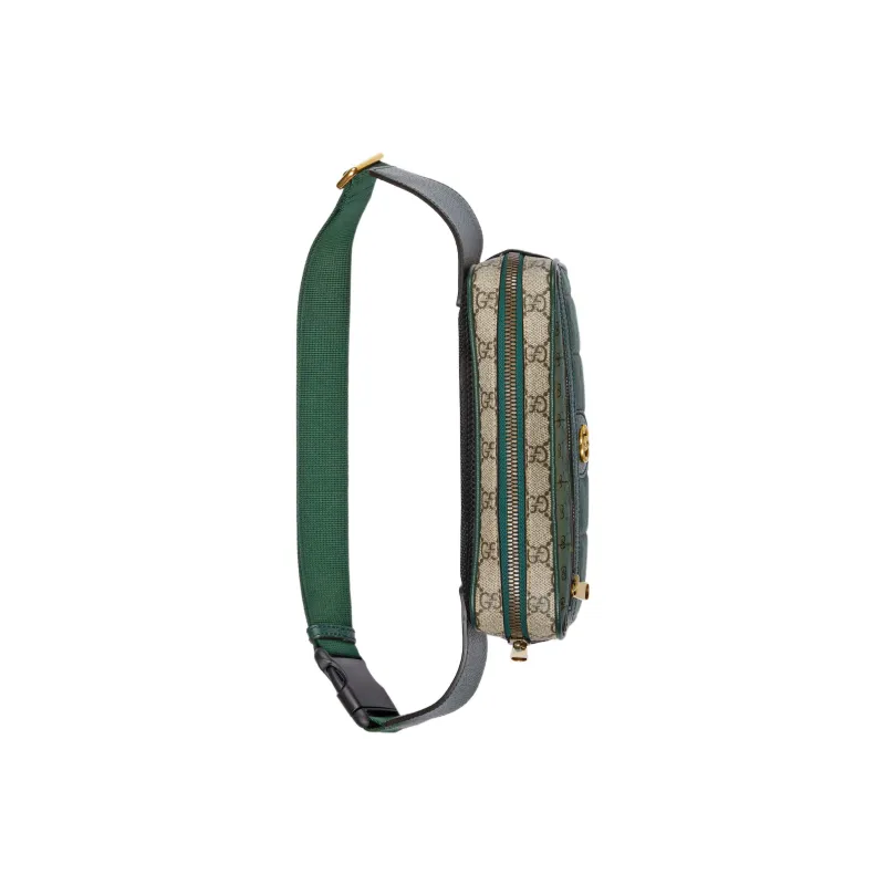 GUCCI Ophidia Canvas With Leather Sling Bag, One Shoulder, Crossbody, Fanny Pack Trumpets Men's Green-4