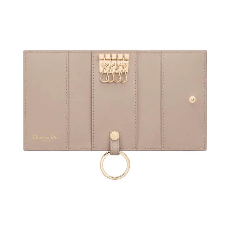 DIOR 30 Montaigne Smooth Calf Leather Key Pouch Women's Caramel Beige-3