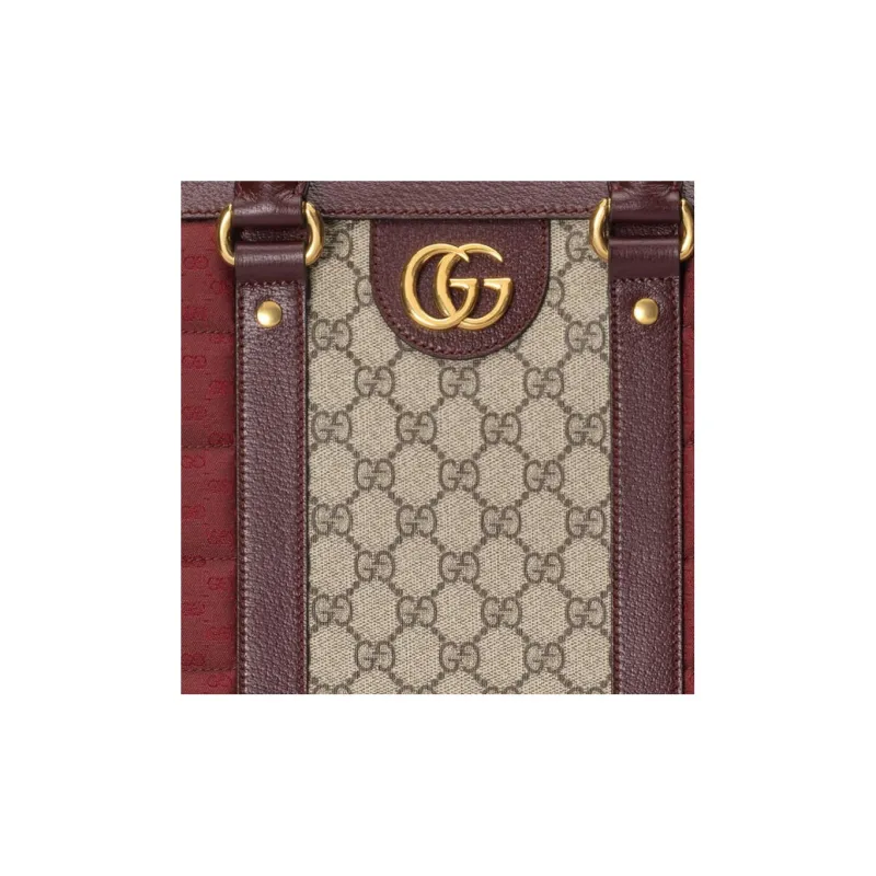 GUCCI Ophidia Canvas With Leather Tote Bag, Shopping Bag, Shoulder Bag, Crossbody Bag, Handbag Tubas Men's Burgundy-7