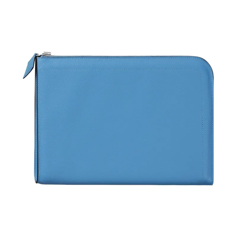 HERMES Evercolor Calfskin Clutch Women's 2T Bleu Paradis Sky Blue-0