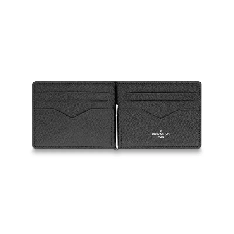 LOUIS VUITTON Cow Leather Wallet Men's Black-3
