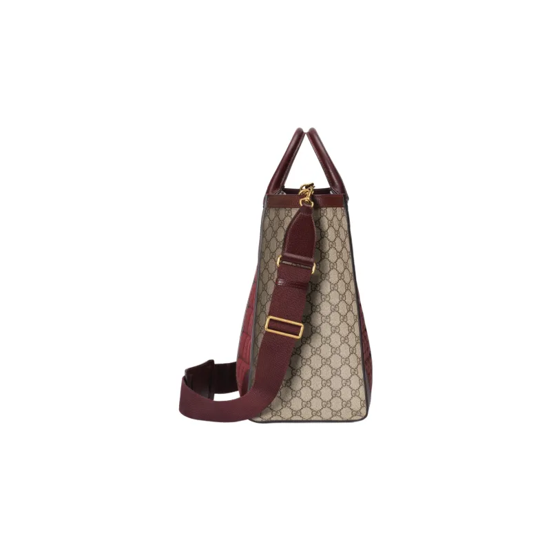 GUCCI Ophidia Canvas With Leather Tote Bag, Shopping Bag, Shoulder Bag, Crossbody Bag, Handbag Tubas Men's Burgundy-2