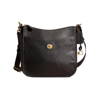 COACH Chaise Pebbled Leather Hobo Bag, Shoulder Bag, Crossbody Bag Women's Black