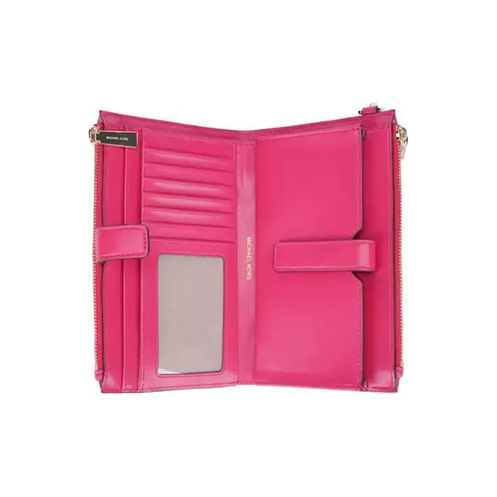 MICHAEL KORS Jet Set Cow Leather Wallet Small Size Women's Ruby Color-3