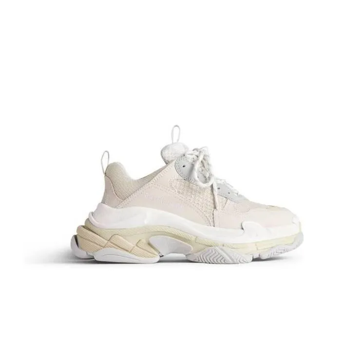 Balenciaga Triple S Wear Resistant Low Top Chunky Sneakers Women's White Gray-5
