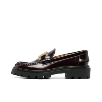TOD'S Logo plaque Leather Loafers Women's