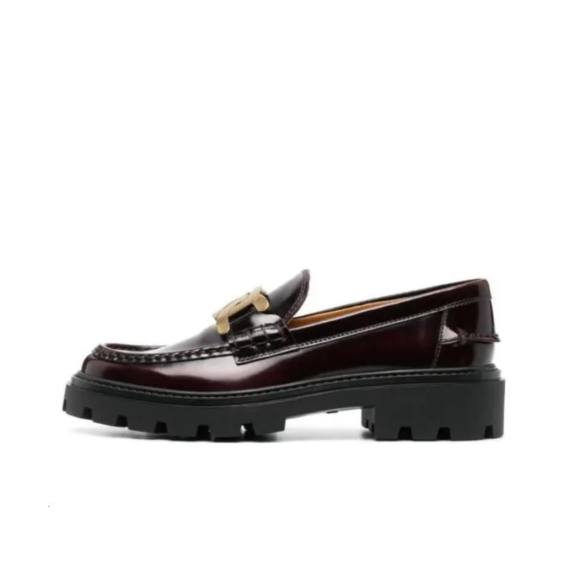 TOD'S Logo plaque Leather Loafers Women's-0