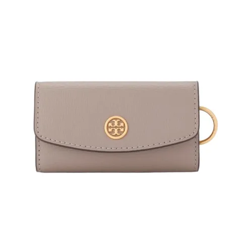 TORY BURCH Robinson Leather Key Ring Card Holder Small Size Women's Gray