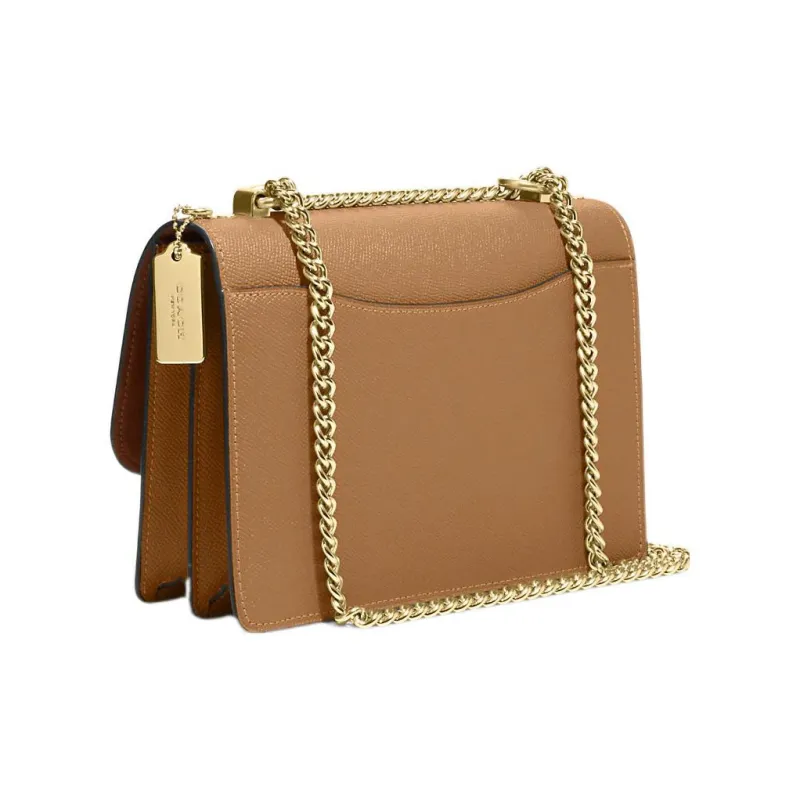 COACH Klare Leather With Coated Canvas Messenger Bag Chain Shoulder Bag Crossbody Bag Medium Size Women's Light Brown-1