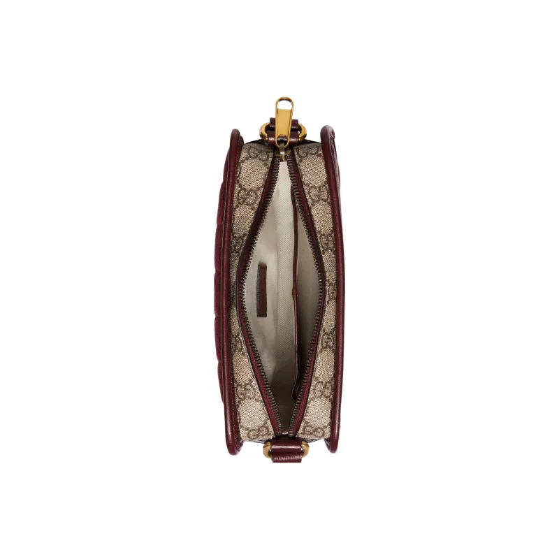 GUCCI Canvas With Leather Crossbody Bag, Shoulder Bag Men's Burgundy-6
