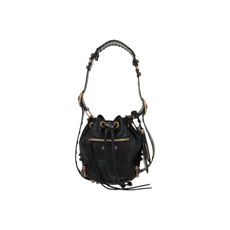 Balenciaga Le Cagole Cow Leather Bucket Bag Handbag Shoulder Bag Women's Black-2