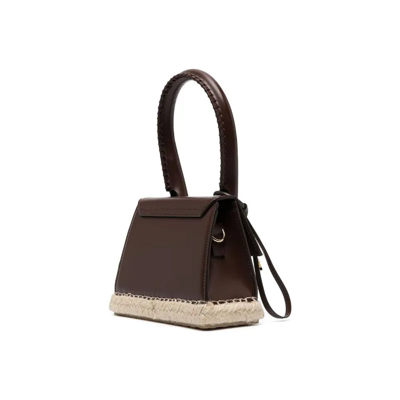 Jacquemus Le Chiquito Moyen Cowhide Patchwork Canvas Shoulder Bag Crossbody Bag Handbag Women's Brown-4