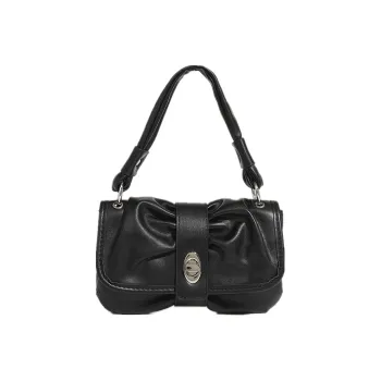 NOMK Leather Trash Bag Chain Bag Shoulder Bag Portable Crossbody Bag Shoulder Bag Women's Black