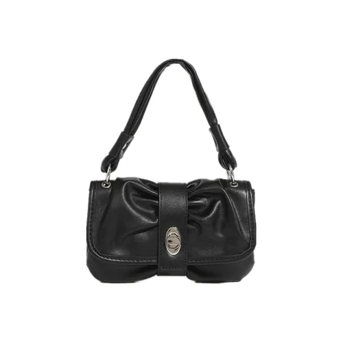 NOMK Leather Trash Bag Chain Bag Shoulder Bag Portable Crossbody Bag Shoulder Bag Women's Black