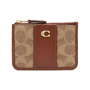 COACH Mini Id Skinny Leather Document Wallet Card Holders Mini Women's Brown