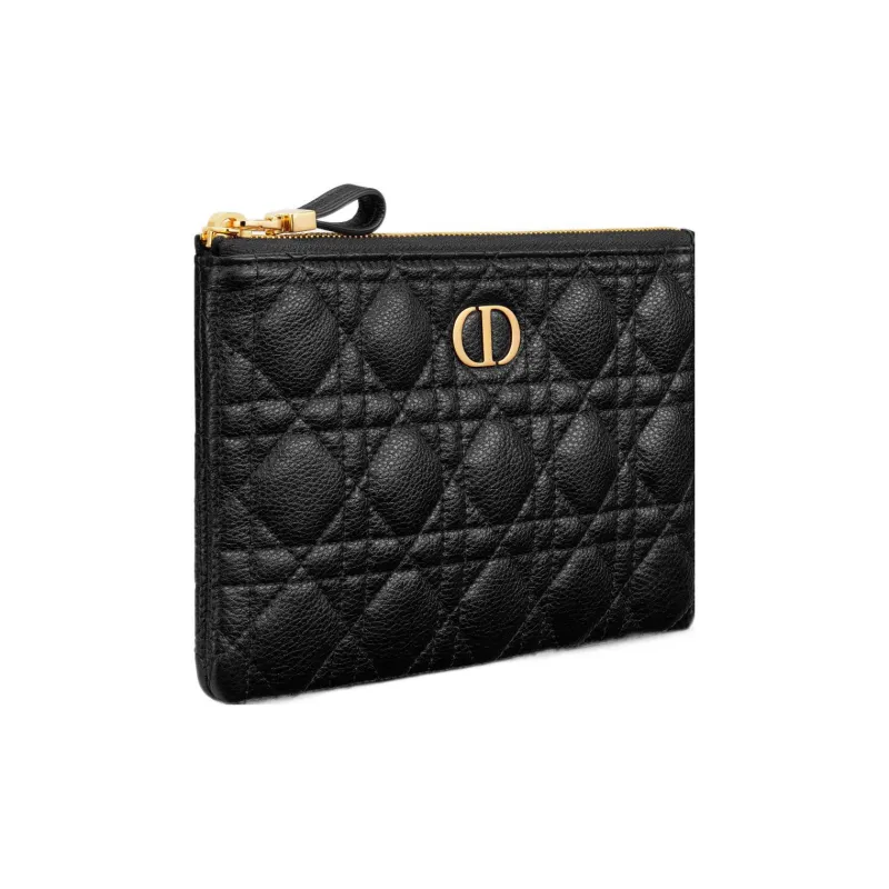 DIOR Caro Calfskin Clutch Small Size Women's Black-1
