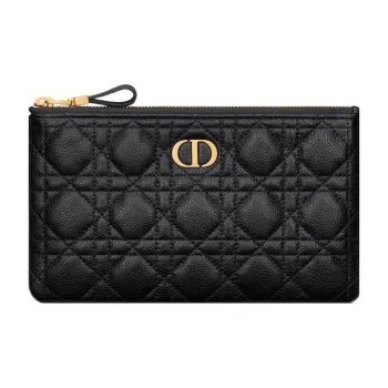 DIOR Caro Calfskin Clutch Small Size Women's Black