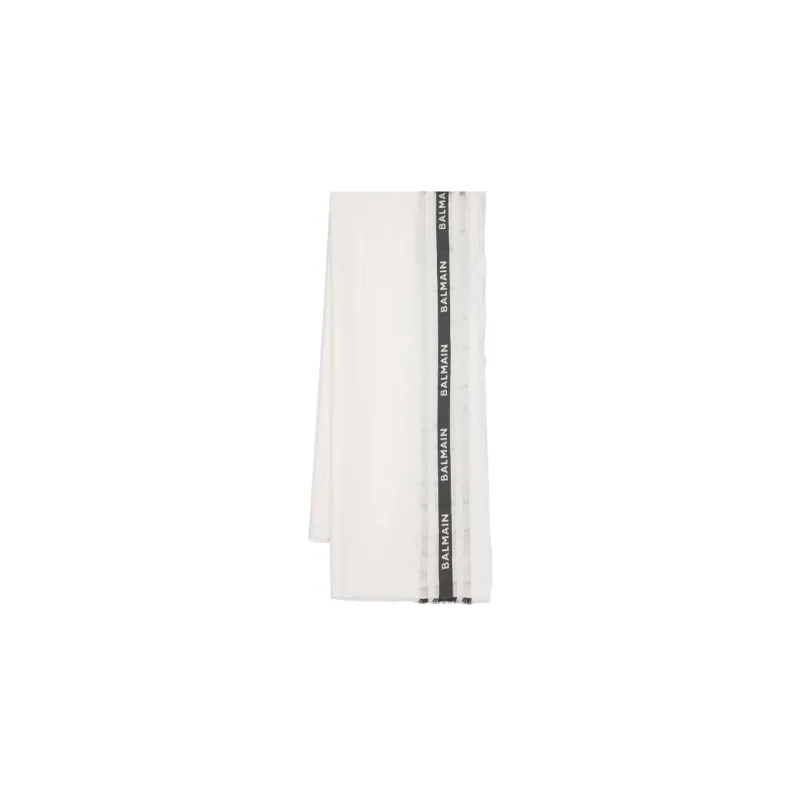 BALMAIN Logo Printed Frayed Edge Scarf-0