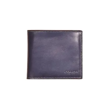 COACH Billfold Wallet Buffalo Leather Coin Purses Wallets Women's Dark Blue